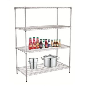 Baoz 4 Tier Heavy Duty Storage Shelving Unit with Adjustable Layers Metal Wire Storage Rack for Pantry Closet Kitchen Restaurant (47.2" x 17.7" x 61", Chrome-Plated)