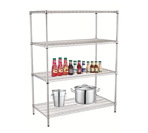 Baoz 4 Tier Heavy Duty Storage Shelving Unit with Adjustable Layers Metal Wire Storage Rack for Pantry Closet Kitchen Restaurant (47.2" x 17.7" x 61", Chrome-Plated)