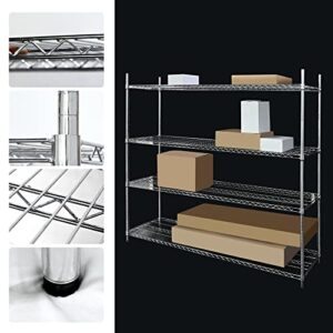 Baoz 4 Tier Heavy Duty Storage Shelving Unit with Adjustable Layers Metal Wire Storage Rack for Pantry Closet Kitchen Restaurant (47.2" x 17.7" x 61", Chrome-Plated)