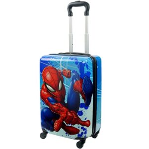 ful marvel spider-man 21 inch kids rolling luggage, hardshell carry on suitcase with wheels, multi