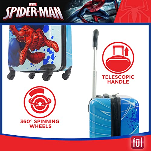 FUL Marvel Spider-Man 21 Inch Kids Rolling Luggage, Hardshell Carry On Suitcase with Wheels, Multi