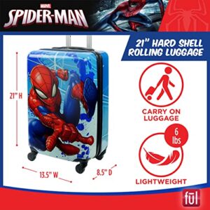 FUL Marvel Spider-Man 21 Inch Kids Rolling Luggage, Hardshell Carry On Suitcase with Wheels, Multi