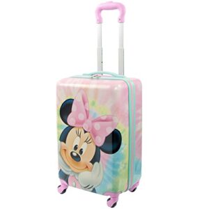 ful disney minnie mouse 21 inch kids rolling luggage, tie dye hardshell carry on suitcase with wheels, multi (fcgl0030samec-634)