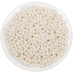 anezus pearl beads for craft, 1000pcs ivory faux fake pearls, 6 mm small sew on pearl beads with holes for jewelry making, bracelets, necklaces, hairs, crafts, decoration and vase filler