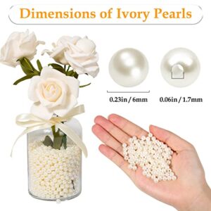 anezus Pearl Beads for Craft, 1000pcs Ivory Faux Fake Pearls, 6 mm Small Sew on Pearl Beads with Holes for Jewelry Making, Bracelets, Necklaces, Hairs, Crafts, Decoration and Vase Filler