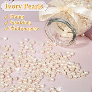 anezus Pearl Beads for Craft, 1000pcs Ivory Faux Fake Pearls, 6 mm Small Sew on Pearl Beads with Holes for Jewelry Making, Bracelets, Necklaces, Hairs, Crafts, Decoration and Vase Filler