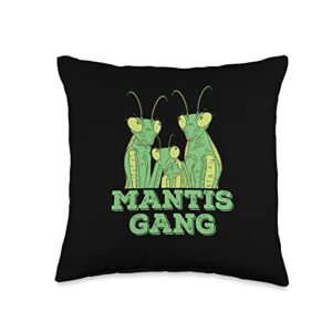 praying mantis gifts & accessories gang-entomology entomologist insect praying mantis throw pillow, 16x16, multicolor