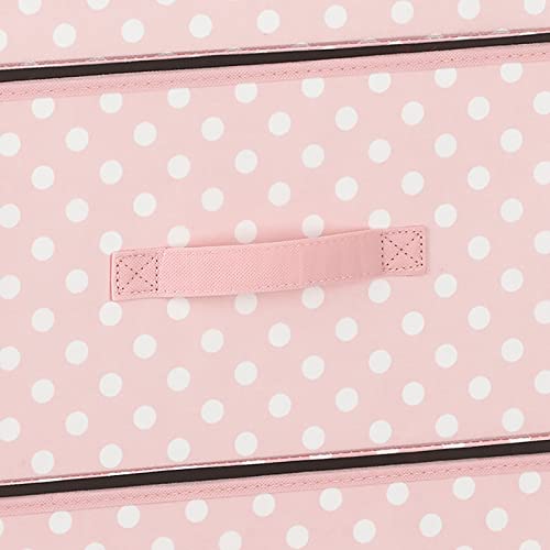 mDesign 38.31" High Steel Frame/Wood Top Storage Dresser Furniture, 8 Fabric Drawers, Large Bureau Organizer for Baby, Kid, Teen Bedroom, Nursery, Playroom, Dorm, Pink/White Polka Dot