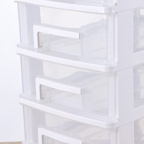 YARNOW 5- Layer Plastic Storage Box Desktop Storage Drawer Units Multifunctional Sundries Storage Container for Home Office White