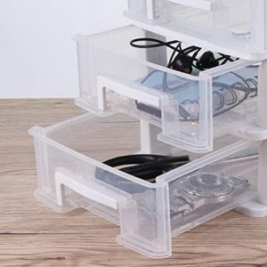 YARNOW 5- Layer Plastic Storage Box Desktop Storage Drawer Units Multifunctional Sundries Storage Container for Home Office White