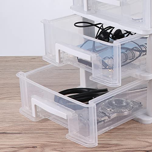 YARNOW 5- Layer Plastic Storage Box Desktop Storage Drawer Units Multifunctional Sundries Storage Container for Home Office White