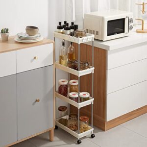 Lifewit 3 Tier and 4 Tier Storage Rolling Cart for Kitchen Bathroom Office, White