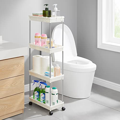 Lifewit 3 Tier and 4 Tier Storage Rolling Cart for Kitchen Bathroom Office, White