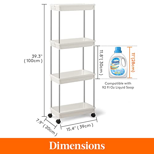 Lifewit 3 Tier and 4 Tier Storage Rolling Cart for Kitchen Bathroom Office, White
