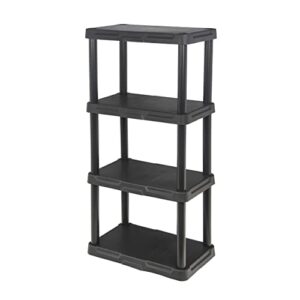 black+decker, 4-tier light duty storage shelf, 50lbs/shelf (47”h x 22.1”w x 14.3”d), plastic shelving unit