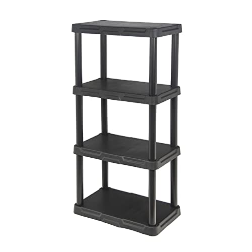 BLACK+DECKER, 4-Tier Light Duty Storage Shelf, 50lbs/Shelf (47”H x 22.1”W x 14.3”D), Plastic Shelving Unit