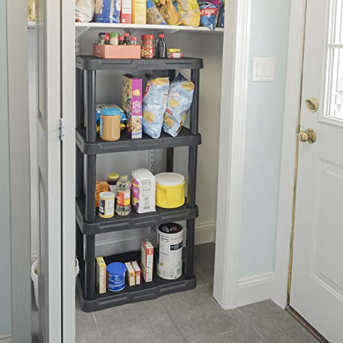 BLACK+DECKER, 4-Tier Light Duty Storage Shelf, 50lbs/Shelf (47”H x 22.1”W x 14.3”D), Plastic Shelving Unit