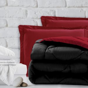 Elegant Comfort 7-Piece Bed-in-a-Bag Comforter & Sheet Set- Luxury 1500 Thread Count 7-Piece Cal King Size Bed-in-a-Bag, Cozy Bed Sheets and Comforter Set, Wrinkle and Stain Resistant, Black/Burgundy