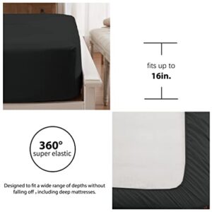 Anluoer Queen Size Bed in a Bag 7 Pieces, Black Bed Comforter Set with Comforter and Sheets, All Season Bedding Sets with 1 Comforter, 2 Pillow Shams, 2 Pillowcases, 1 Flat Sheet, 1 Fitted Sheet