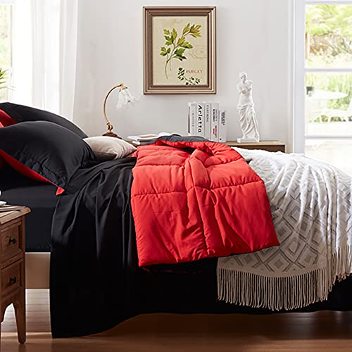 Anluoer Queen Size Bed in a Bag 7 Pieces, Black Bed Comforter Set with Comforter and Sheets, All Season Bedding Sets with 1 Comforter, 2 Pillow Shams, 2 Pillowcases, 1 Flat Sheet, 1 Fitted Sheet
