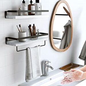 Allkartz Bathroom Rack | Pine Wooden Wall Shelf | Bathroom Organizer | Bathroom Shelf for Wall | Wooden Shelf Set of 2 for Living Room , Bedroom , Kitchen , Bathroom | (White)