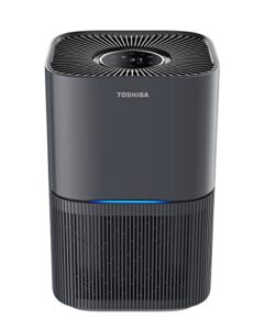 toshiba air purifiers for home up to 198 ft²|h13 true hepa filter|12h timer|uv-c|removes 99.998% of sars-cov-2¹, dust, pet dander hair, smoke, pollen, allergies |available for california|cadr 215m³/h