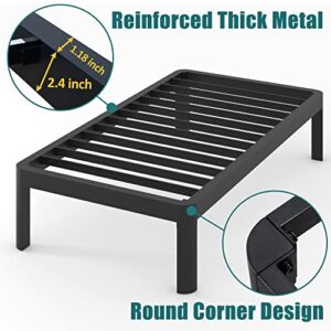 Yitong Angel Twin Bed Frame with Round Corner Edge Legs, 14 Inch High 3500 lbs Heavy Duty Metal Platform Bed Frame Twin Size, No Box Spring Needed/Noise Free/Non-Slip/Steel Slat Support