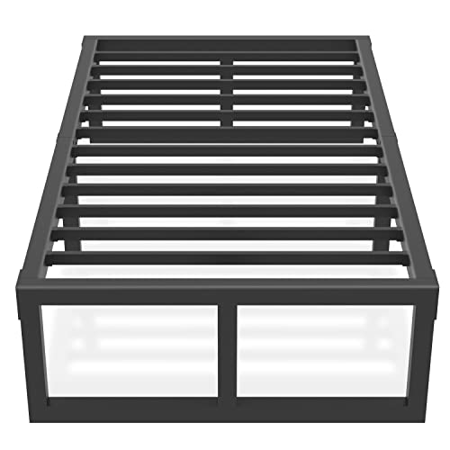 Yitong Angel Twin Bed Frame, 14 Inch High 3500 lbs Heavy Duty Metal Platform, Mattress Foundation with Steel Slat Support/No Box Spring Needed/Noise Free/Non-Slip/Easy Assembly