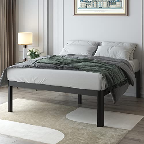 Yitong Angel 18 Inch Queen Bed Frame with Round Corner Edge Legs, 3500 lbs Heavy Duty Metal Platform Bed Frame Queen Size, Steel Slats Support/No Box Spring Needed/Noise Free/Non-Slip
