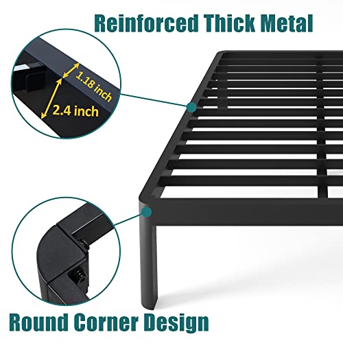 Yitong Angel King Bed Frame with Round Corner Edge Legs, 14 Inch High 3500 lbs Metal Platform Bed Frame King Size, No Box Spring Needed/Noise Free/Heavy Duty Steel Slat Support/Non-Slip