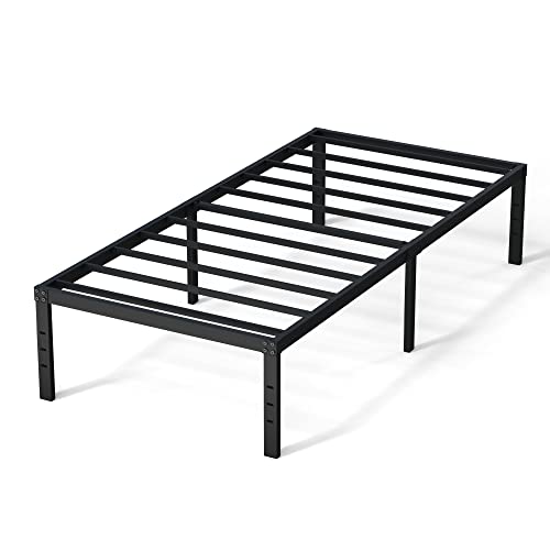 Maenizi Twin Bed Frames No Box Spring Needed, 16 Inch Heavy Duty Metal Bed Frame Twin Support Up to 2500 lbs, Easy Assembly, Noise Free, Black