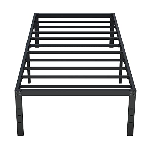 Maenizi Twin Bed Frames No Box Spring Needed, 16 Inch Heavy Duty Metal Bed Frame Twin Support Up to 2500 lbs, Easy Assembly, Noise Free, Black