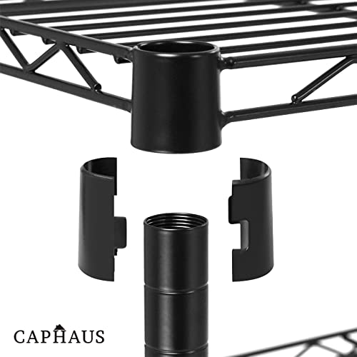 CAPHAUS 3/4/5-Tier Adjustable Height Wire Shelving Unit, Wire Rack Shelving, Metal Steel Storage Shelves, Garage Shelving Storage Organizer, Utility Storage Shelf, 3-Tier Without Wheels, Black