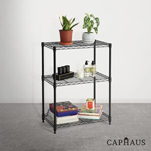 CAPHAUS 3/4/5-Tier Adjustable Height Wire Shelving Unit, Wire Rack Shelving, Metal Steel Storage Shelves, Garage Shelving Storage Organizer, Utility Storage Shelf, 3-Tier Without Wheels, Black