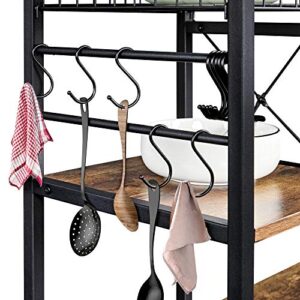 Yaheetech Kitchen Island Cart, Utility Storage Shelf Coffee Cart Station w/ 6 Storage Shelves & 6 S-shaped Hooks & Protective Adjustable Footpads, 35.5x15.5x33 inches(LxWxH)