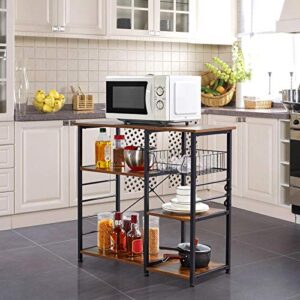 Yaheetech Kitchen Island Cart, Utility Storage Shelf Coffee Cart Station w/ 6 Storage Shelves & 6 S-shaped Hooks & Protective Adjustable Footpads, 35.5x15.5x33 inches(LxWxH)