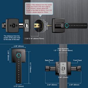 AppLoki Fingerprint Door Lock, Keyless Entry Door Lock with Bluetooth, Touchscreen Keypad Deadbolt Lock with Reversible Handle, App Control, Key, Code, Biometric Smart Lock for Home Bedroom Apartment