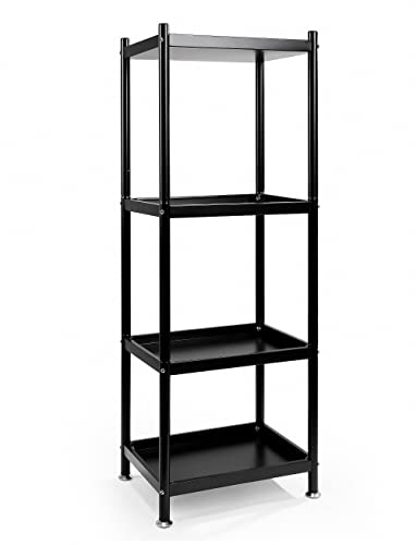 MAGCOLOR Metal Shelving Unit 4 Tier Baked Zinc Stainless Steel Storage Shelves Rack for Kitchen,Laundry Room, Garage or Office Shelving Heavy Duty, 43” H x17.3” W x 16.7” D Black (Unassembled)