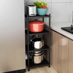 MAGCOLOR Metal Shelving Unit 4 Tier Baked Zinc Stainless Steel Storage Shelves Rack for Kitchen,Laundry Room, Garage or Office Shelving Heavy Duty, 43” H x17.3” W x 16.7” D Black (Unassembled)