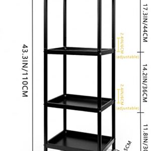 MAGCOLOR Metal Shelving Unit 4 Tier Baked Zinc Stainless Steel Storage Shelves Rack for Kitchen,Laundry Room, Garage or Office Shelving Heavy Duty, 43” H x17.3” W x 16.7” D Black (Unassembled)