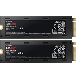 samsung mz-v8p2t0cw 980 pro with heatsink pcie 4.0 nvme ssd 2tb for pc/ps5 - (2-pack)