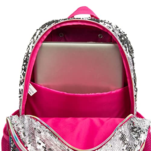 Meetbelify Girls Rolling Backpack Wheels Backpacks for Kids Luggage Wheeled Sequin Sparkly Trolley Trip Suitcase for Elementary Preschool Girls Panda Travel Backpack with Lunch Box for Picnic