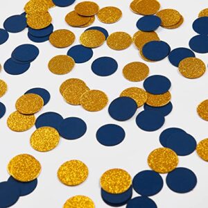 200pc Navy Blue Gold Paper confetti, Circle Dots Glitter Party Table Confetti for Wedding Baby Shower Birthday Party Decoration Suppiles Table Decoration 1 Inch