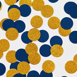 200pc navy blue gold paper confetti, circle dots glitter party table confetti for wedding baby shower birthday party decoration suppiles table decoration 1 inch