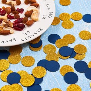 200pc Navy Blue Gold Paper confetti, Circle Dots Glitter Party Table Confetti for Wedding Baby Shower Birthday Party Decoration Suppiles Table Decoration 1 Inch