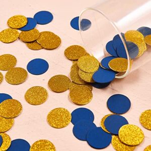 200pc Navy Blue Gold Paper confetti, Circle Dots Glitter Party Table Confetti for Wedding Baby Shower Birthday Party Decoration Suppiles Table Decoration 1 Inch