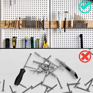 15.7 Inch Bamboo Magnetic Bits Holder Bar, Powerful Magnetic Garage Wall Pegboard Anti-Lost Workshop Small Metal Tools Storage Flat Magnet Strip,Easy Access Tools Organizer, Keep your Tools in Neat