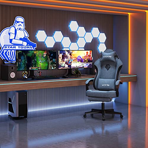 SITMOD Gaming Chair with Footrest-Computer Ergonomic Video Game Chair-Backrest and Seat Height Adjustable Swivel Task Chair for Adults with Headrest and Lumbar Support(Blue)-Fabric