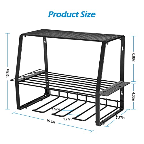 Eweenetu Power Tool Organizer, Heavy Duty Metal Floating Tool Shelf, Cordless Drill Holder Wall Mount, Garage Organization Utility Storage Rack, Perfect for Father's Day, USA Made