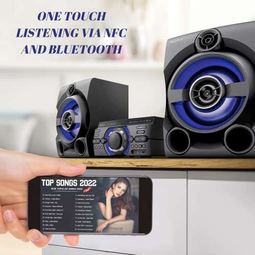 Sony Bluetooth Stereo Shelf System for Home, HiFi Sound System with USB, FM Radio, Audio in, TV Music Home Stereo System for Home, Speaker System with Remote Control, NeeGo Aux Adapter and 3.5mm Jack